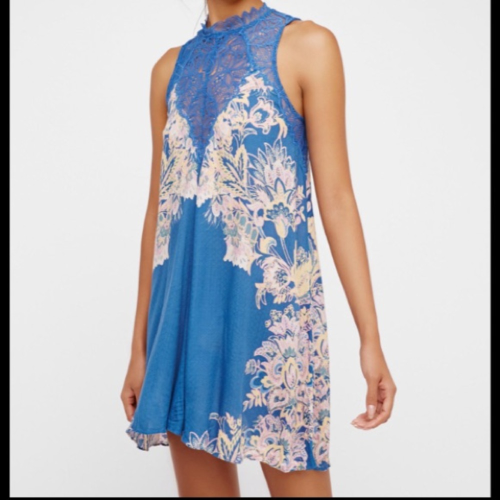 Free people blue floral  dress size small!